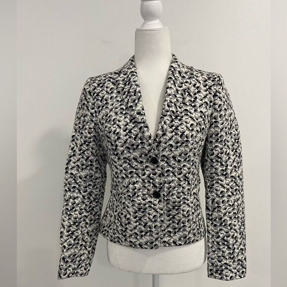 Akris Punto Black and White Abstract Print Blazer Size 6 - Picture 1 of 16